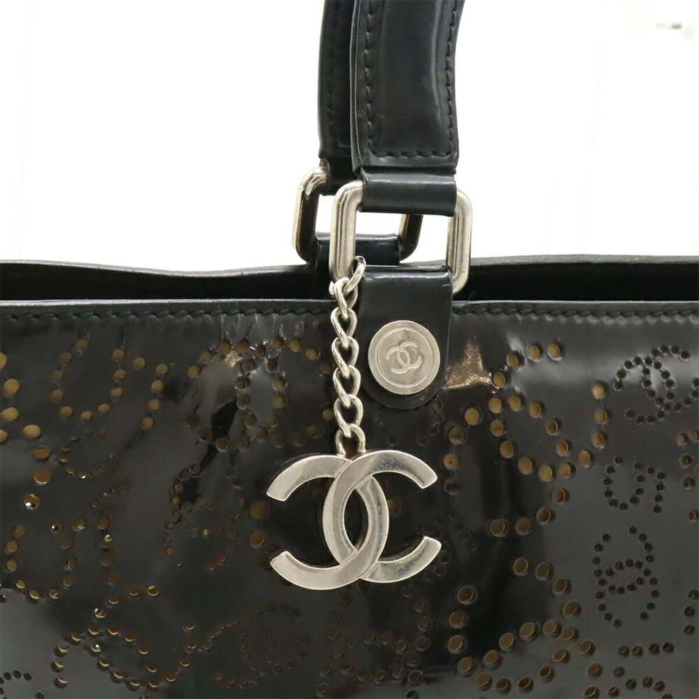 CHANEL Black Leather Logo Tote Bag - Picture 9 of 10